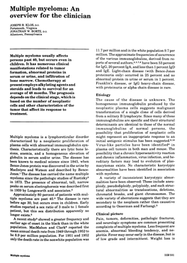 Multiple Myeloma: an Overview for the Clinician