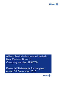 Allianz Australia Insurance Limited - New Zealand Branch Company Number 3994759