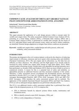 Common Cause Analysis of Circular Variable Nacelle Inlet Concepts for Aero Engines in Civil Aviation