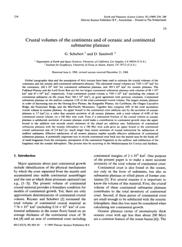 Crustal Volumes of the Continents and of Oceanic and Continental Submarine Plateaus