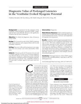 Diagnostic Value of Prolonged Latencies in the Vestibular Evoked Myogenic Potential