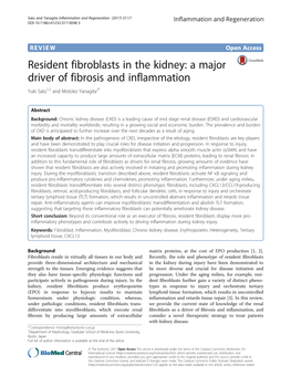 Resident Fibroblasts in the Kidney: a Major Driver of Fibrosis and Inflammation Yuki Sato1,2 and Motoko Yanagita2*