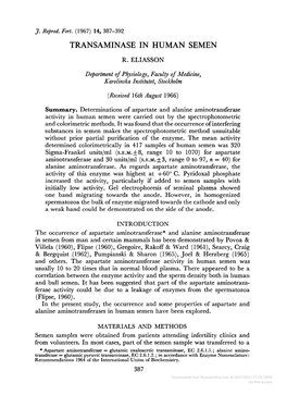 TRANSAMINASE in HUMAN SEMEN Department Of