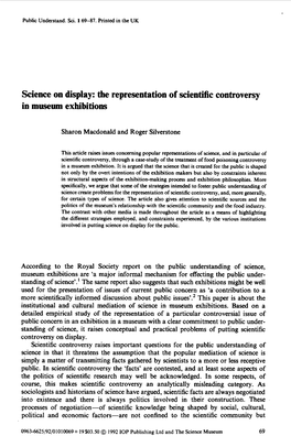The Representation of Scientific Controversy in Museum Exhibitions