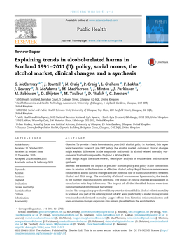 Explaining Trends in Alcohol-Related Harms in Scotland 1991E2011 (II): Policy, Social Norms, the Alcohol Market, Clinical Changes and a Synthesis