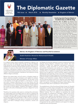 The Diplomatic Gazette 14Th Issue March 2018 Monthly Newsletter Kingdom of Bahrain