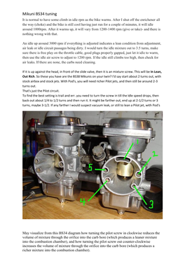 Mikuni BS34 Tuning It Is Normal to Have Some Climb in Idle Rpm As the Bike Warms