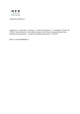 Crustal Structure of the Southern Margin of the African Plate: Results