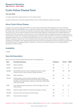 Blueprint Genetics Cystic Kidney Disease Panel