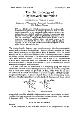 The Pharmacology of 14Hydroxyazidomorphine