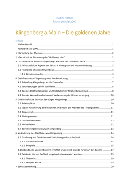 Klingenberg A.Main – Die Goldenen Jahre Inhalt Nadine Herold