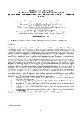 Mapping and Monitoring of the Impact of Gully Erosion in Southeastern Nigeria with Satellite Remote Sensing and Geographic Information System