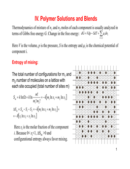 IV. Polymer Solutions and Blends