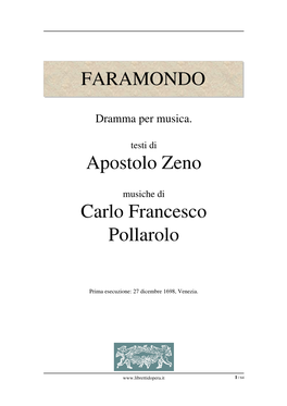 FARAMONDO Apostolo Zeno Carlo Francesco Pollarolo