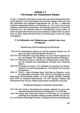 Anhang 1.1 Chronologie Des Osmanischen Reiches
