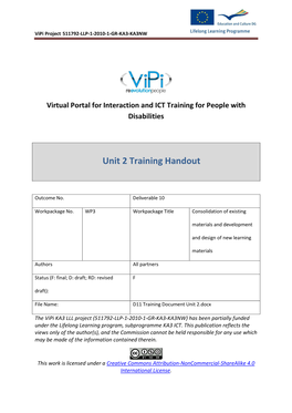 Unit 2 Training Handout