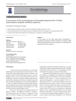 Sociobiology 66(1): 161-165 (March, 2019) DOI: 10.13102/Sociobiology.V66i1.3715