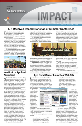 ARI Receives Record Donation at Summer Conference