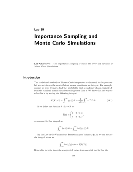 Importance Sampling and Monte Carlo Simulations