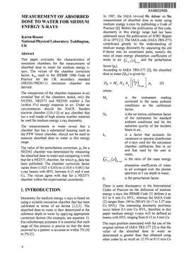 Measurement of Absorbed Dose to Water for Medium Energy X- Factor (Pu)