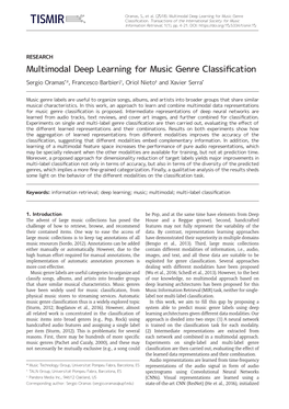 Multimodal Deep Learning for Music Genre Classification.Transactions of the International Society for Music 7,60,5 Information Retrieval, 1(1), Pp