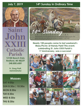 Catholic 1St Anniversary, Was a Success! Parish 12100 Beech Daly Redford, MI 48239 248.800.6081