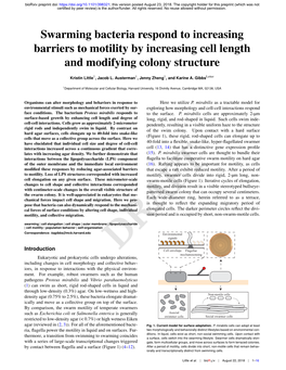 Swarming Bacteria Respond to Increasing Barriers to Motility by Increasing Cell Length and Modifying Colony Structure