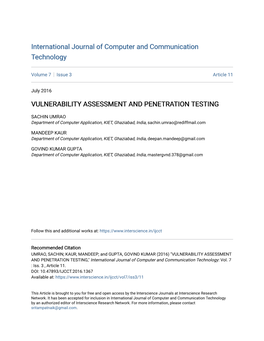 Vulnerability Assessment and Penetration Testing