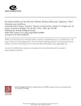 The Patterned Mires of the Red Lake Peatland, Northern Minnesota: Vegetation, Water Chemistry and Landforms Author(S): Paul H