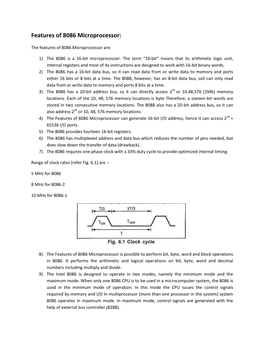 Features of 8086 Microprocessor