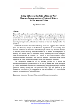 Using Different Pasts in a Similar Way: Museum Representations of National History in Norway and China