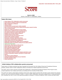 Indiana University School of Medicine - Scope: Volume 13 Number 9