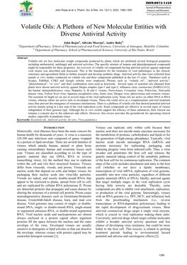 A Plethora of New Molecular Entities with Diverse Antiviral Activity