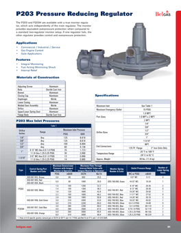 P203 Pressure Reducing Regulator a DIVISION of MARSH BELLOFRAM