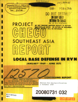 Project CHECO Southeast Asia Report. Local Base Defense in RVN