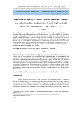 Diversification Strategy in Internet Industry: Google Inc. Example