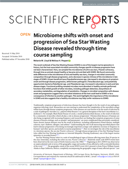 Microbiome Shifts with Onset and Progression of Sea Star Wasting