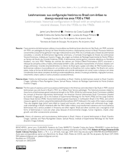 Leishmaniasis: Historical Configuration in Brazil with an Emphasis on the Visceral Disease, from the 1930S to the 1960S