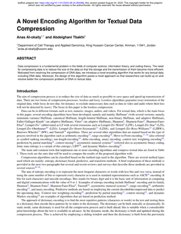 A Novel Encoding Algorithm for Textual Data Compression