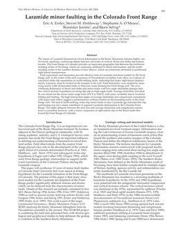 Laramide Minor Faulting in the Colorado Front Range