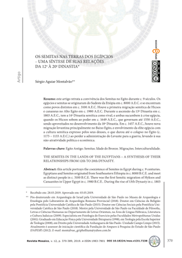 OS SEMITAS NAS TERRAS DOS EGÍPCIOS – UMA SÍNTESE DE SUAS RELAÇÕES DA 12A À 20A DINASTIA*