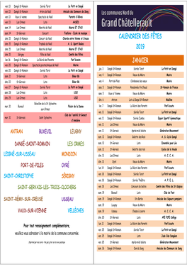 Tableau Des Dates Manifestations 2019