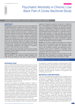 Psychiatric Morbidity in Chronic Low Back Pain-A Cross-Sectional Study