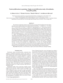 Neutron Diffraction in Gemology: Single-Crystal Diffraction Study of Brazilianite