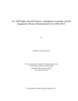 Anglophone Literature and the Imaginative Work of International Law (1884-2017)