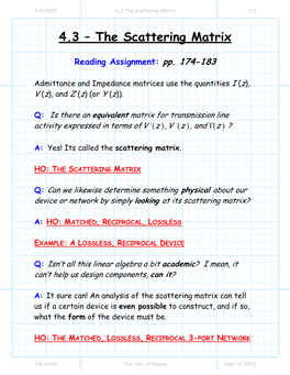 The Scattering Matrix 1/3