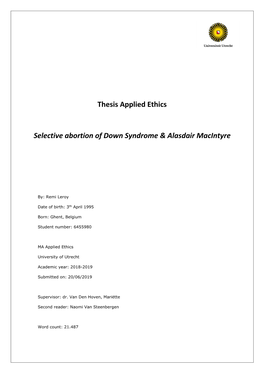 Thesis Applied Ethics Selective Abortion of Down Syndrome & Alasdair Macintyre