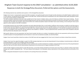 Hingham Town Council Response to the GNLP Consultation