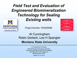 Al Cunningham Robin Gerlach, Lee H Spangler Montana State University