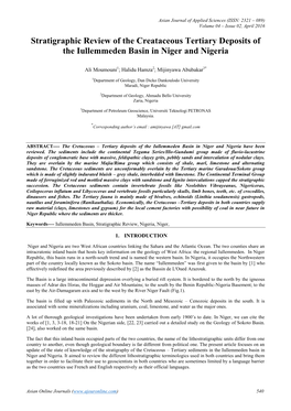 Stratigraphic Review of the Creataceous Tertiary Deposits of the Iullemmeden Basin in Niger and Nigeria